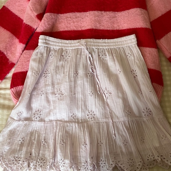 Aerie/American Eagle Light Pink Eyelet 100% Cotton Mini Skirt - Picture 4 of 6